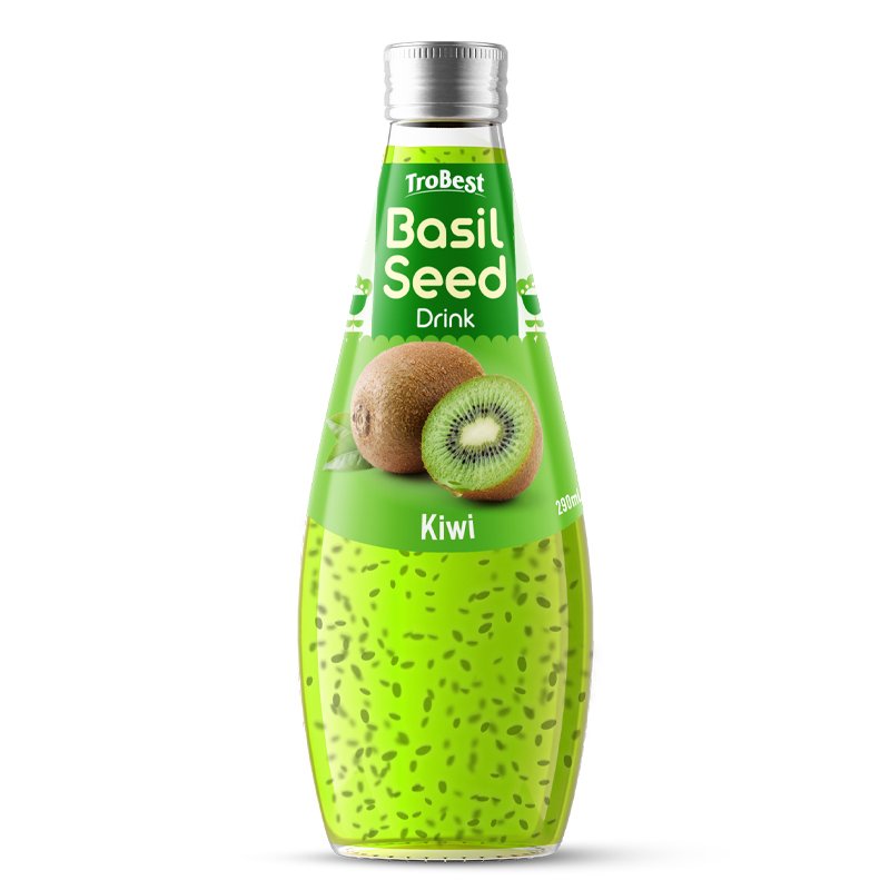290ml glass bottle BASIL SEED DRINK with KIWI
