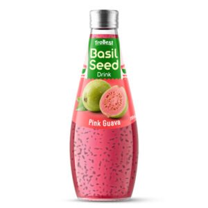 290ml Glass Bottle BASIL SEED DRINK With PINK GUAVA