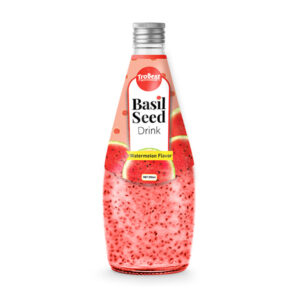 290ml glass bottle basil seed drink with watermelon flavor.
