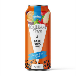 500ml canned buble tea and basil seed drink with passion fruit apple