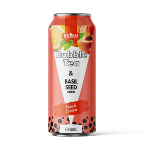 500ml canned buble tea and basil seed drink with peach lemon.
