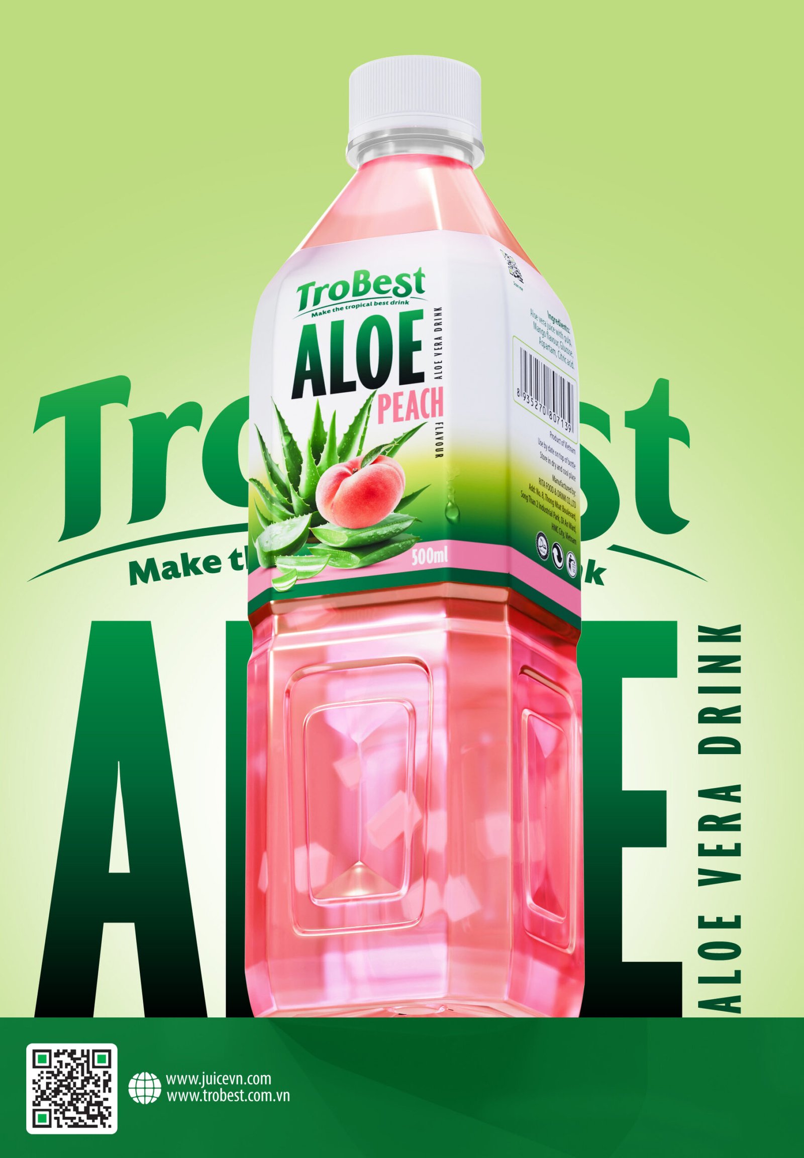 500ml Pet Bottle Aloe Vera Juice With Peach Poster 1