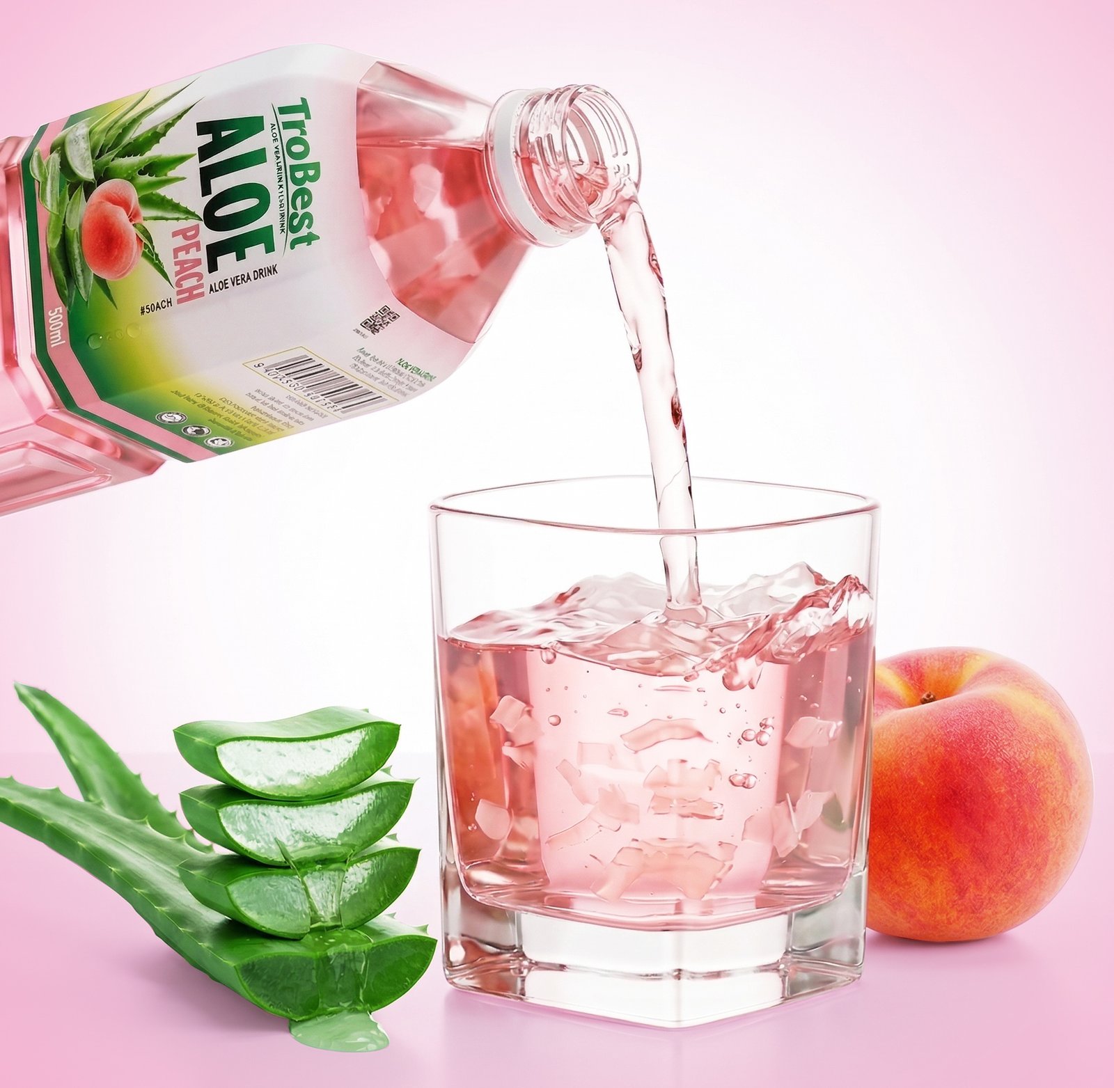 500ml Pet Bottle Aloe Vera Juice With Peach Poster 2
