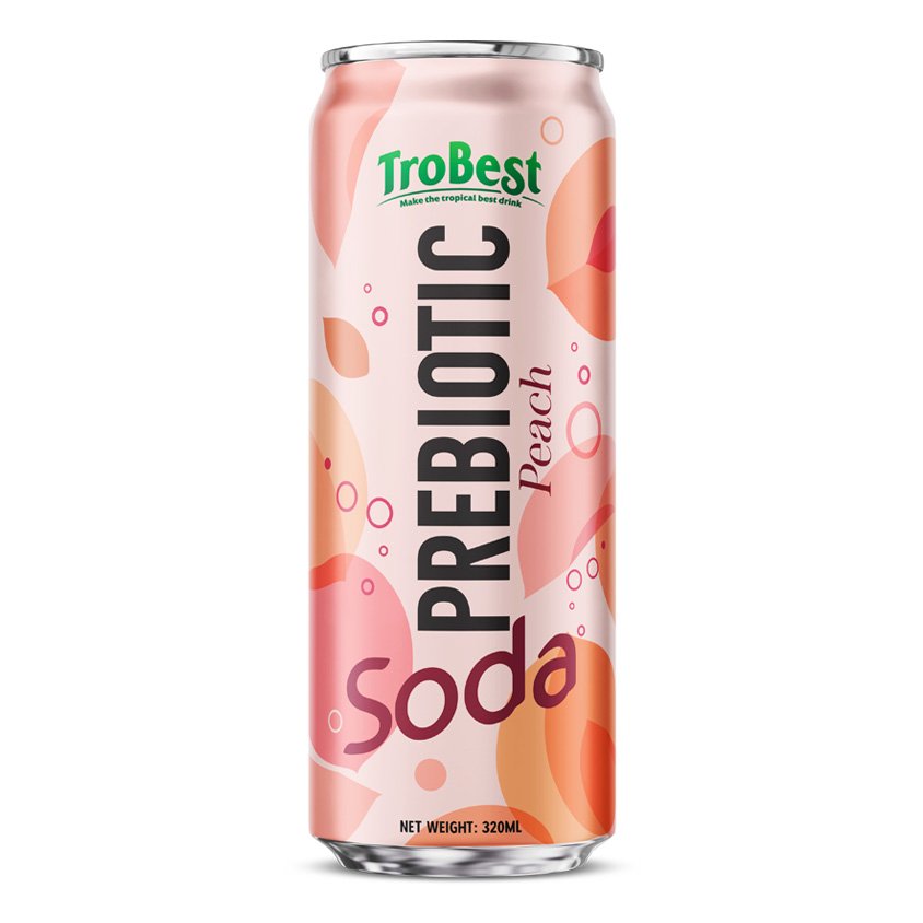 Prebiotic Soda Peach Juice Drink 320ml Can