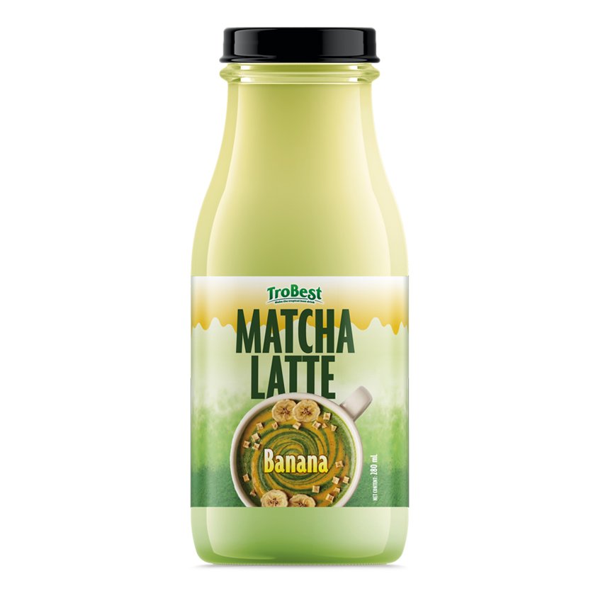 Ready-to-Drink Banana Matcha Latte 280ml Glass Bottle