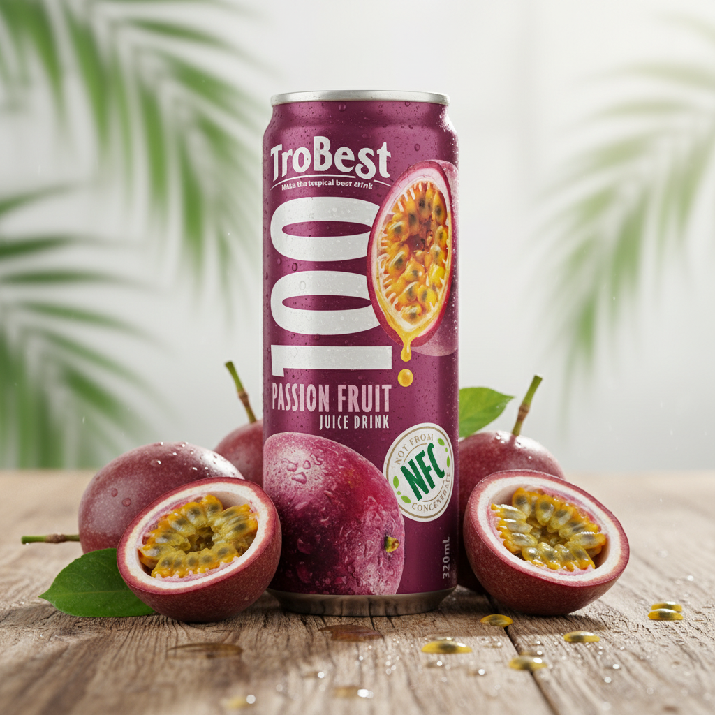 100% NFC Passion Fruit Juice Drink 320ml Cans – Trobest tropical beverage