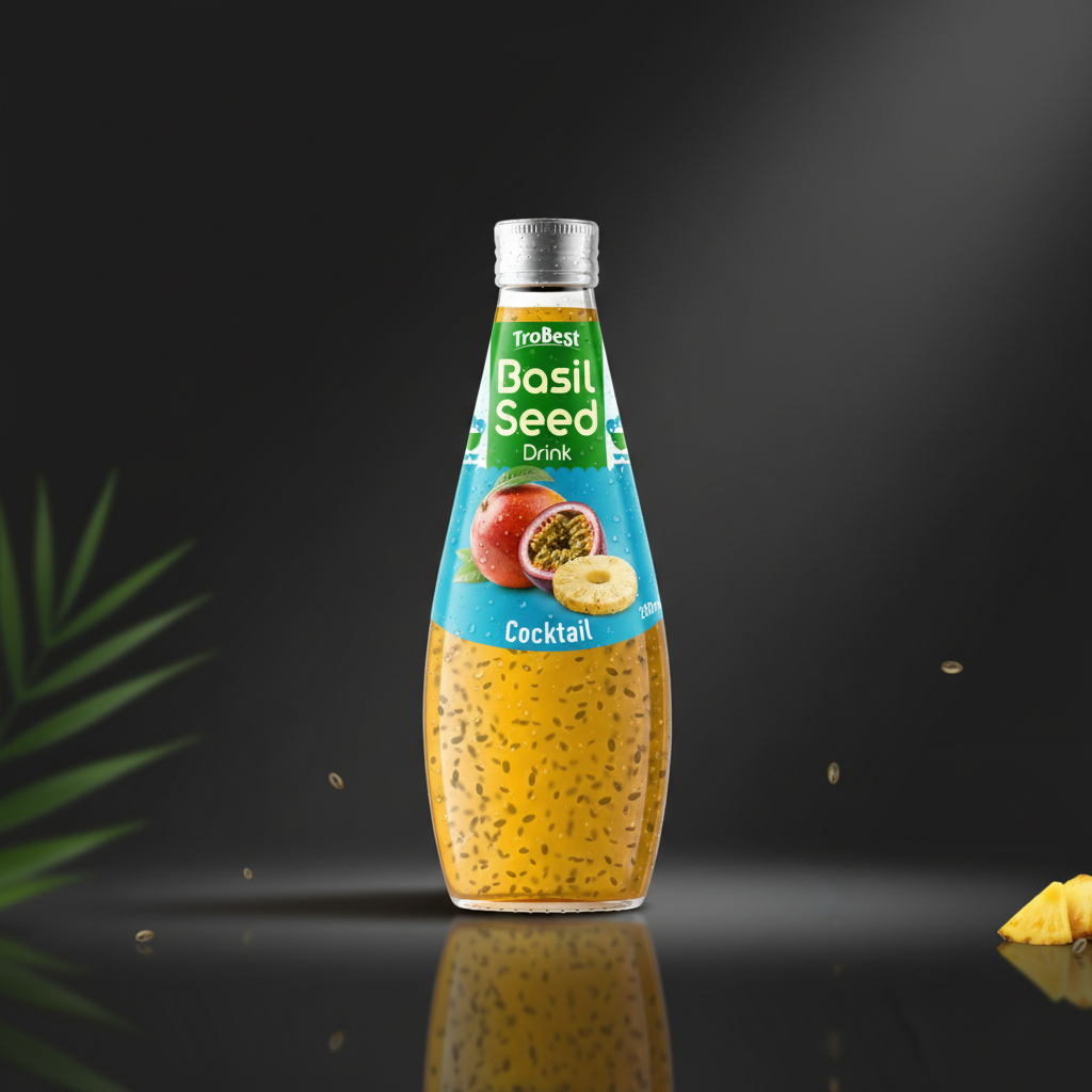 290ml Glass Bottle Basil Seed Drink Cocktail - Trobest Premium Beverage