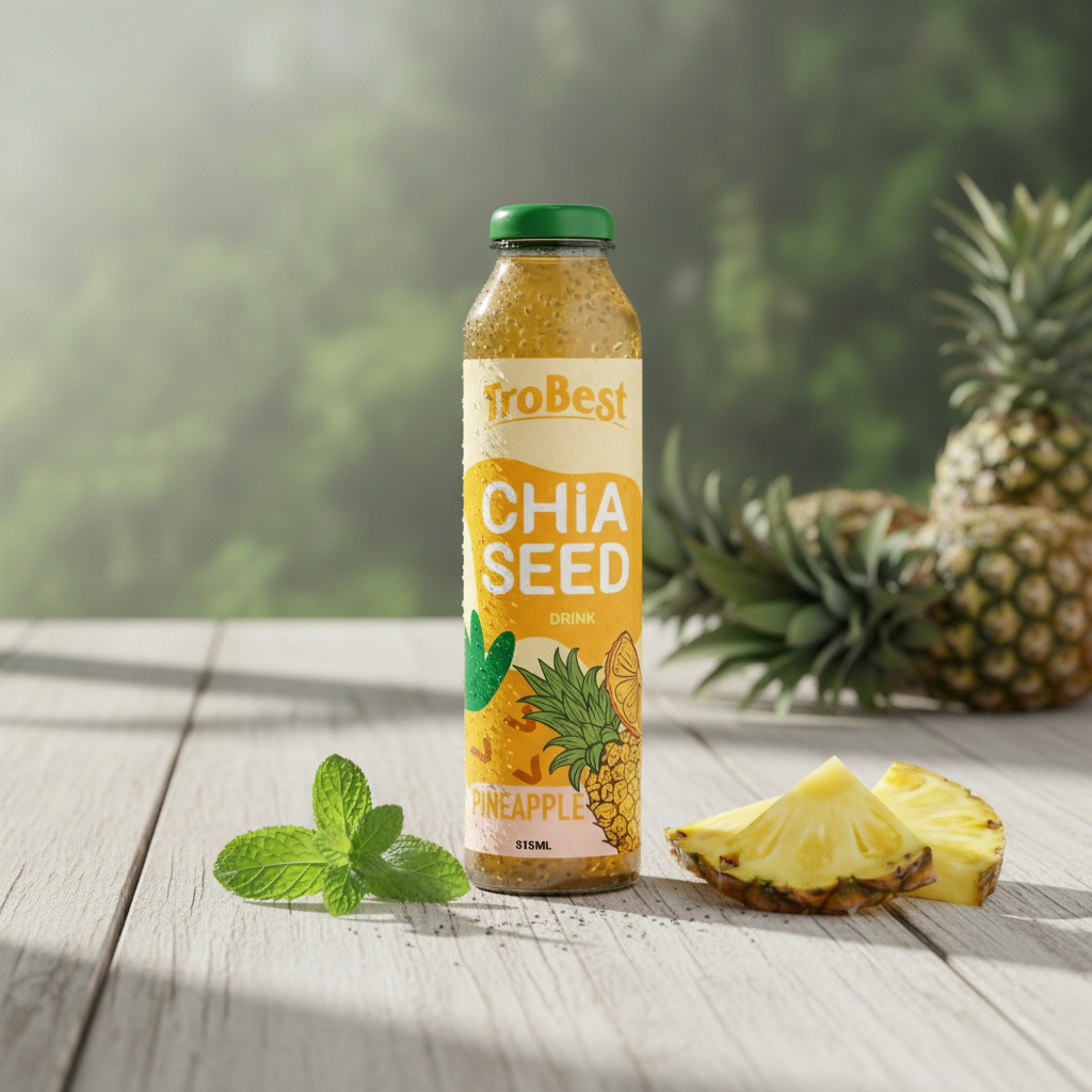 315ml Glass Bottle Basil Seed Drink with Pineapple - Trobest Premium Beverage