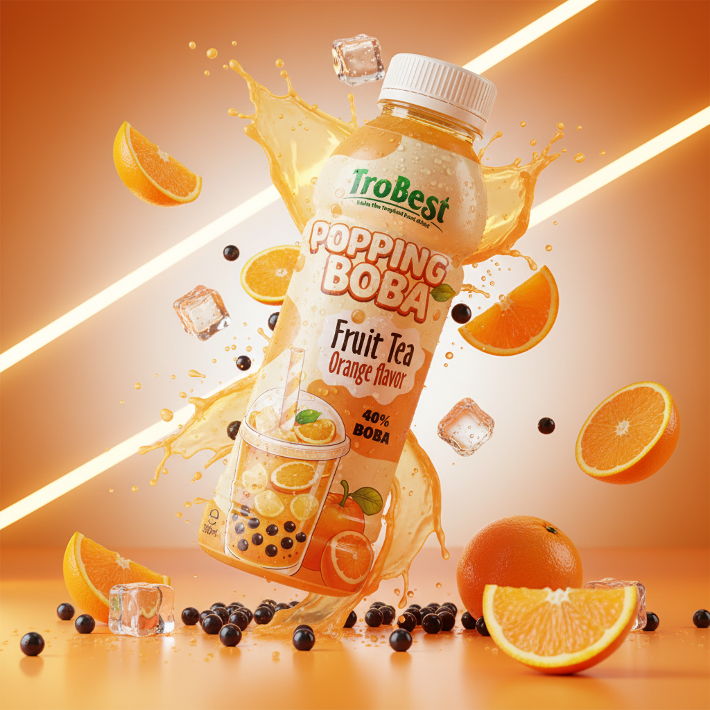 Juicy Orange Popping Boba 330ml RTD Juice - Trobest Premium Beverage