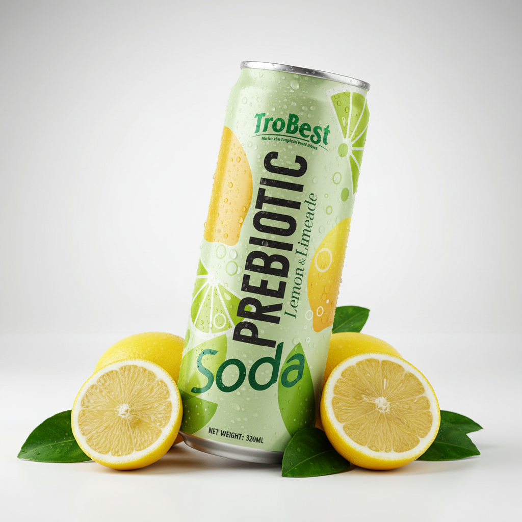 Trobest Prebiotic Soda Lemon Limenade 320ml Can Product Photography