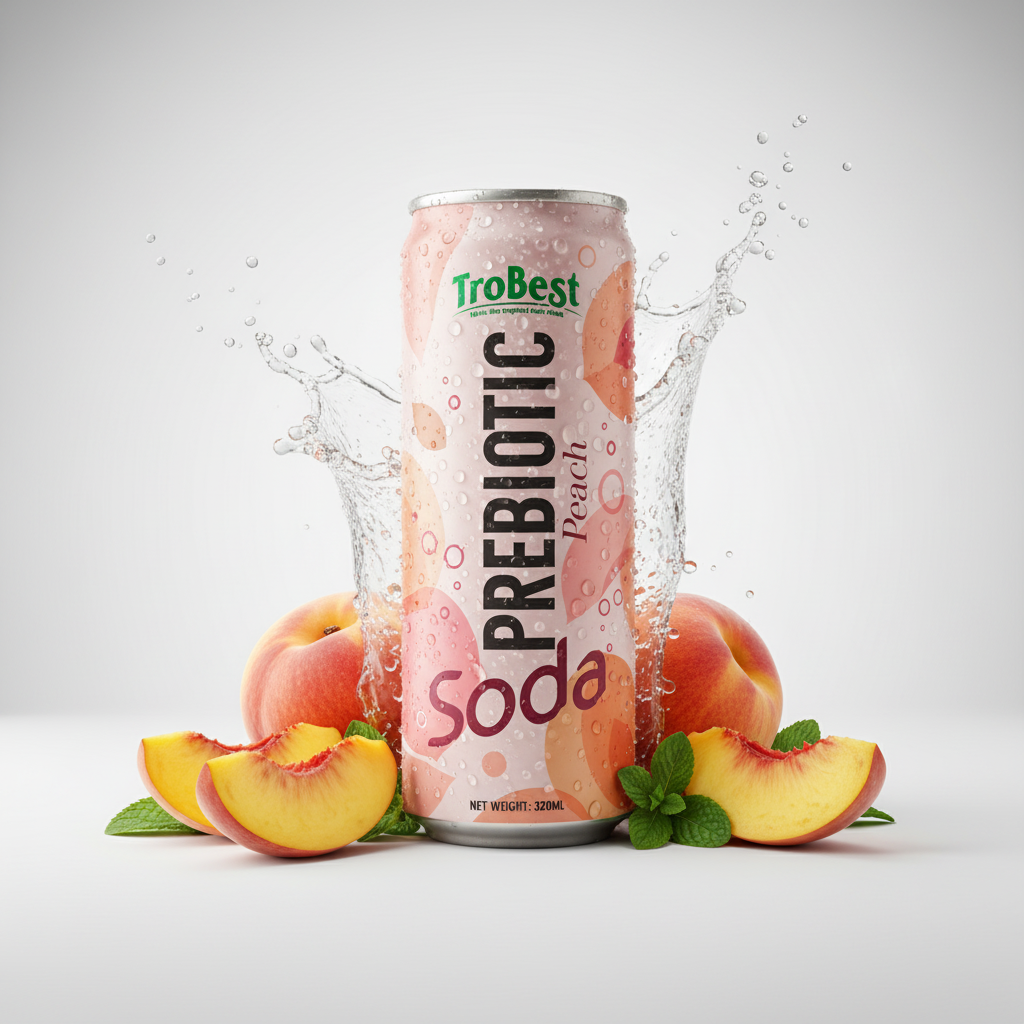 Prebiotic Soda Peach Juice Drink 320ml Can - Trobest