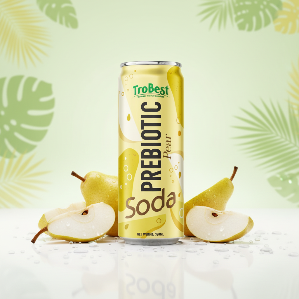 Prebiotic Soda Pear Juice Drink 320ml Can - Trobest Beverage