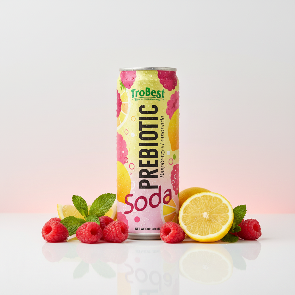 Trobest Prebiotic Soda Raspberry Lemonade 320ml Can – premium sparkling juice drink for wholesale
