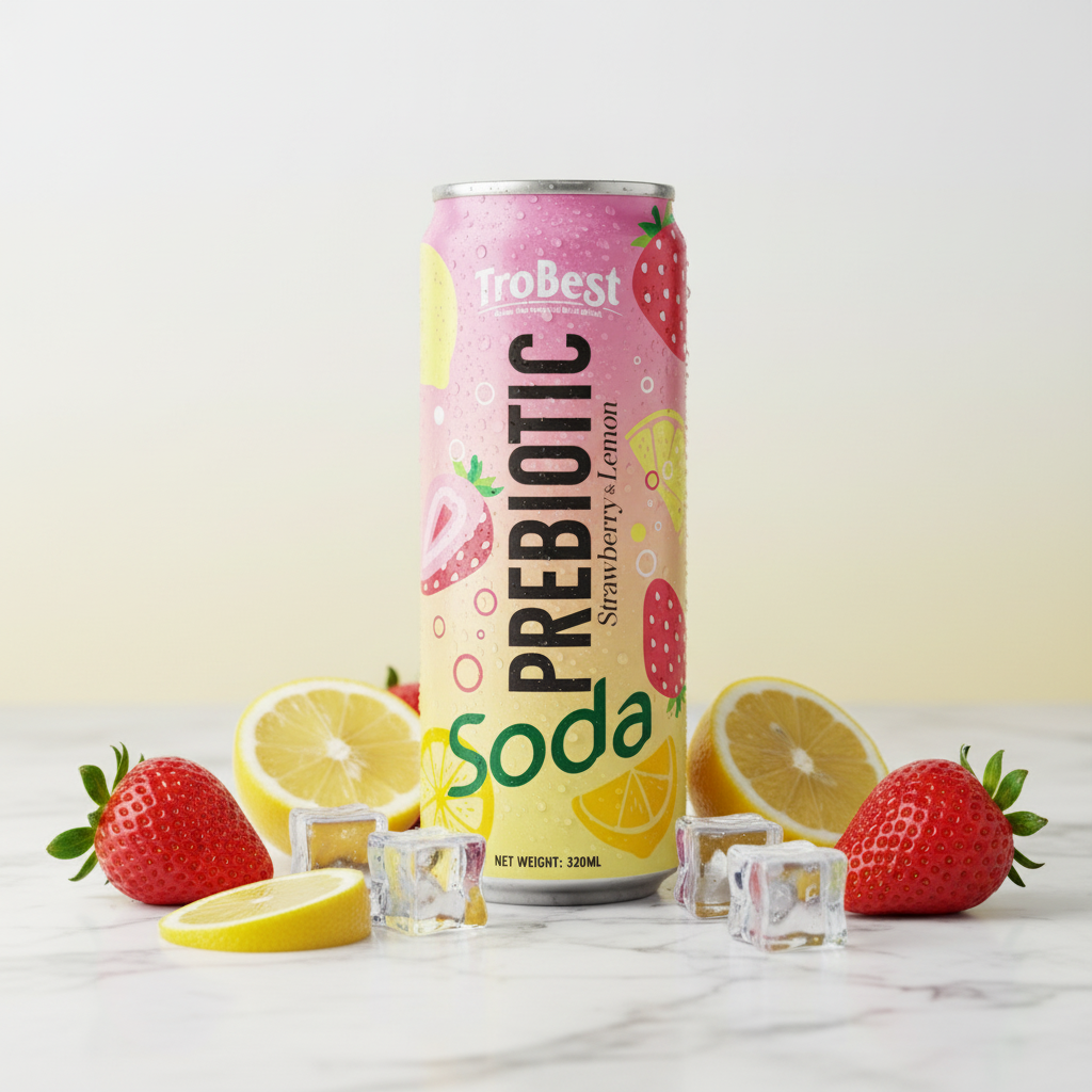 Prebiotic Soda Strawberry Lemon Juice Drink 320ml Can from Trobest Beverage